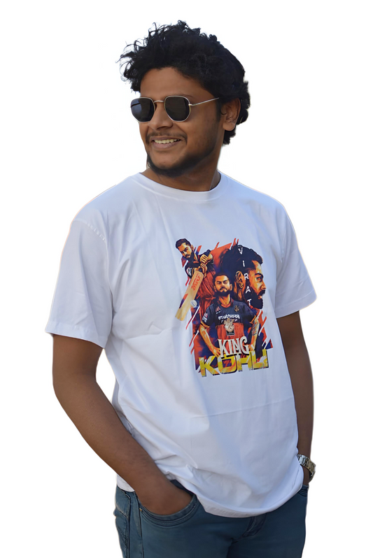 Mho India King Energy Graphic T-Shirt | Premium Cotton Cricket Fan Tee for Men
