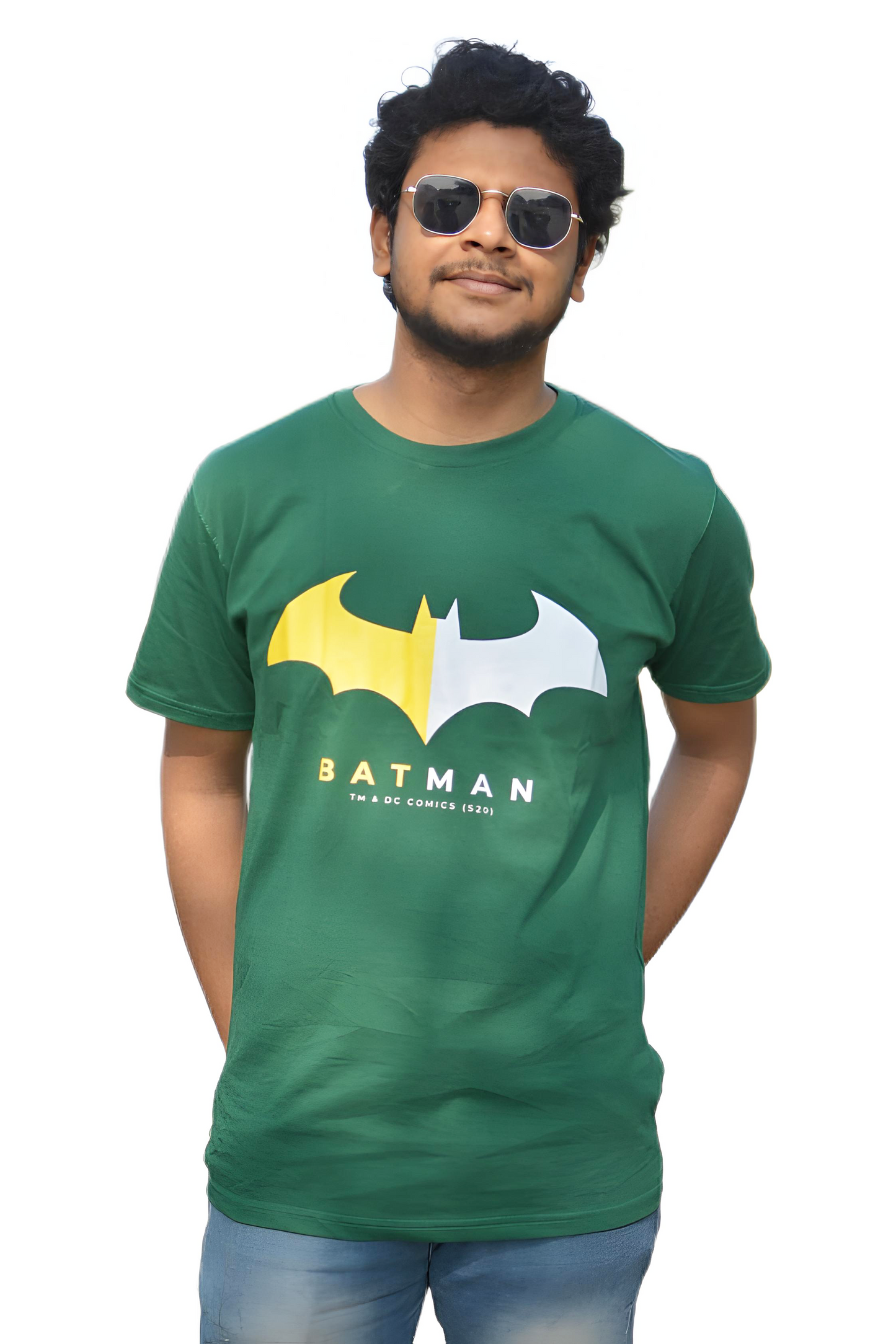 MHO Men’s Dark Green Batman Logo Printed T-Shirt | Regular Fit | 100% Cotton