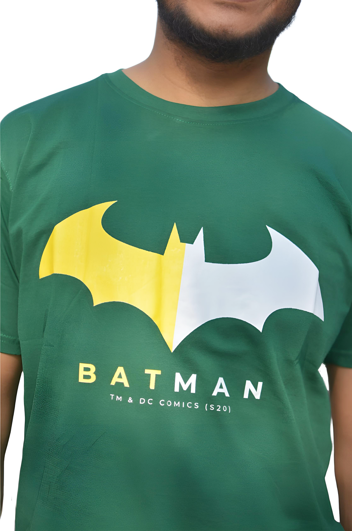 MHO Men’s Dark Green Batman Logo Printed T-Shirt | Regular Fit | 100% Cotton