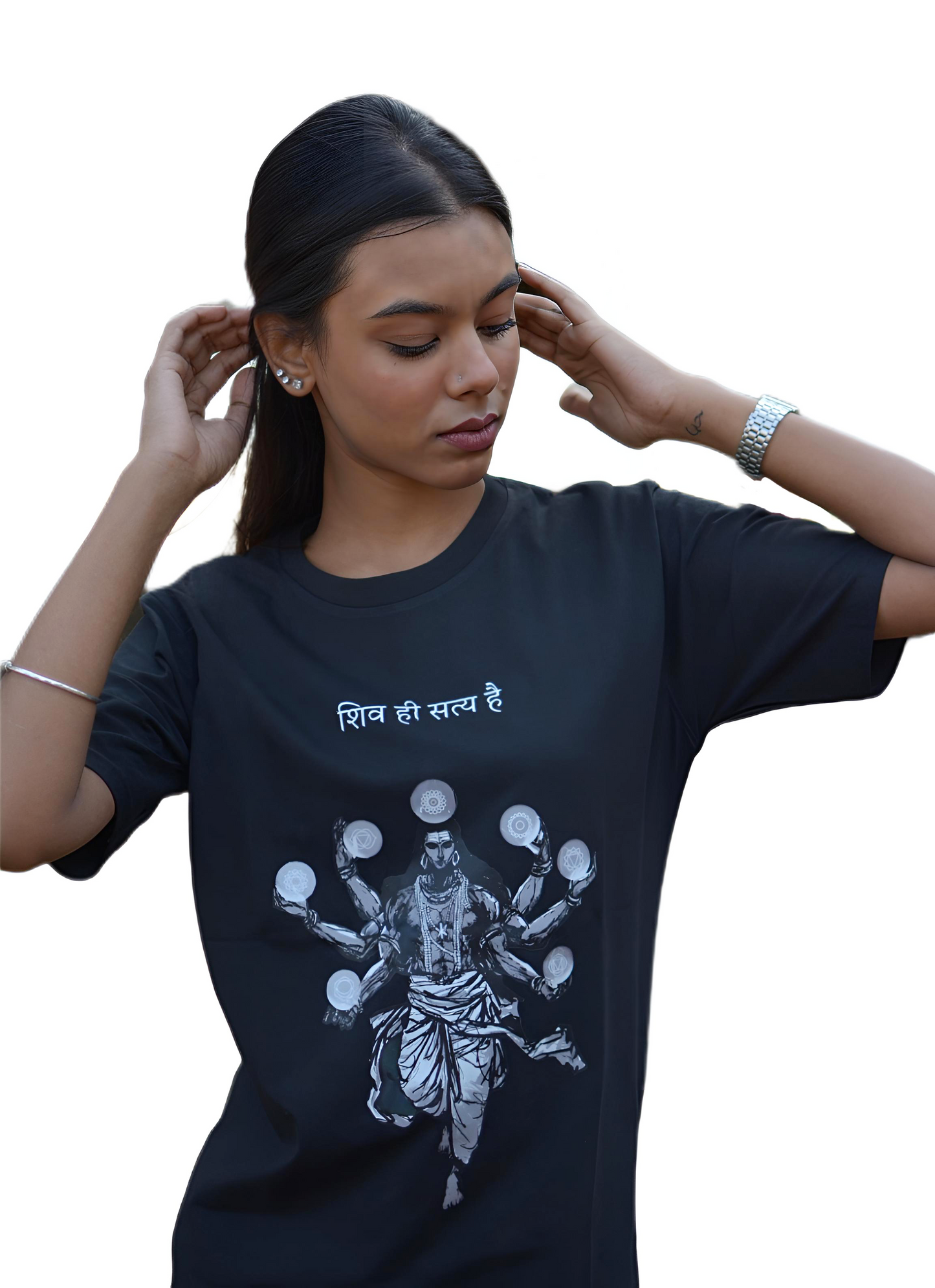 MHO India “Shiv Hi Satya Hai” Graphic Black T-Shirt | 100% Cotton | Unisex Regular Fit