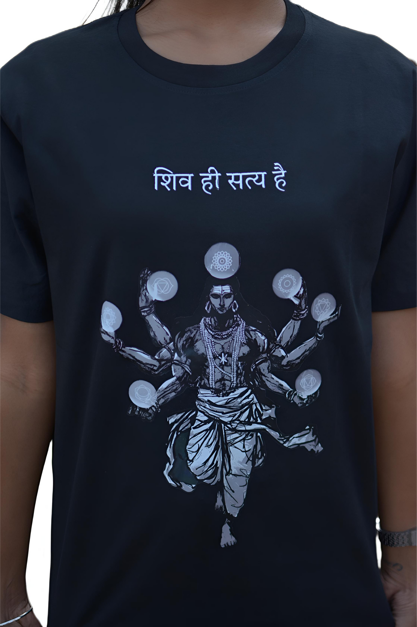 MHO India “Shiv Hi Satya Hai” Graphic Black T-Shirt | 100% Cotton | Unisex Regular Fit
